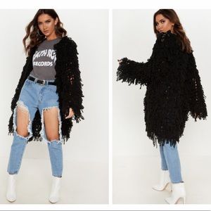 Pretty Little Thing Black Shaggy Sweater Size S